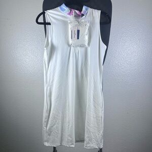 Tommy Bahama Women’s White Golf  Dress with Multicolor Collar -Shorts Included S